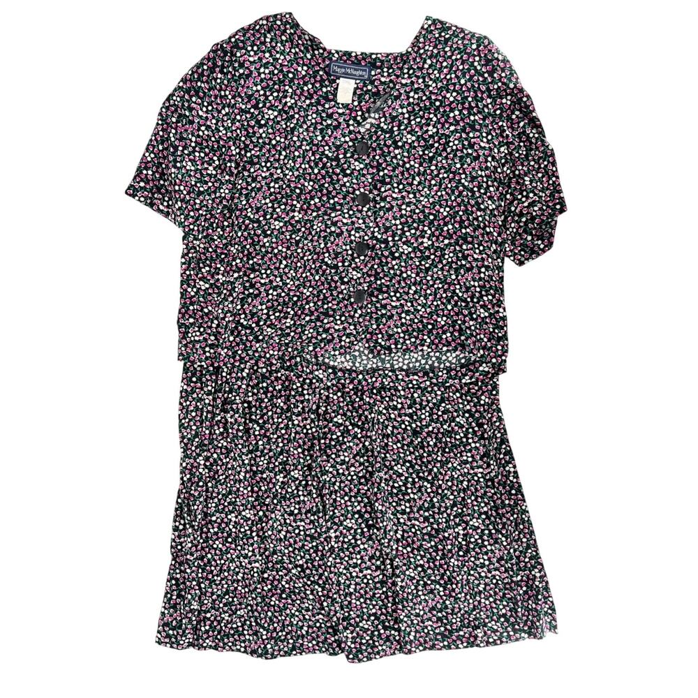 90s Cottagecore Floral Skirt Set Plus Size 1990s Vintage